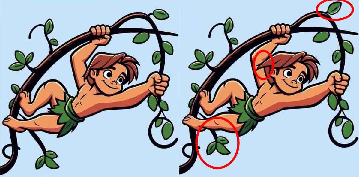find 3 differences tarzan pictures solved 1